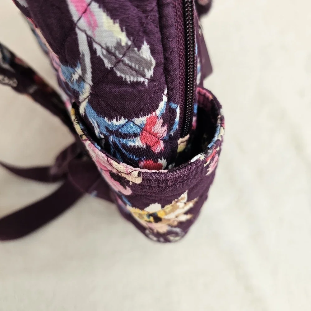VERA BRADLEY Iconic Small Backpack Quilted Indiana Rose Burgundy Multi Floral